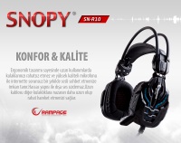 SNOPY RAMPAGE SN-R10 2m Kablo Led Oyuncu Siyah Mikrofonlu - 1